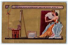 1914 Sweet Couple Romance Kissing Parrot Bethesda Tennessee TN Antique Postcard picture