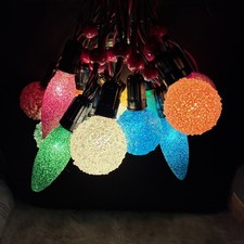 20 Vtg Christmas Lights Ice Snowball Light Bulbs With Noma Cord Works picture