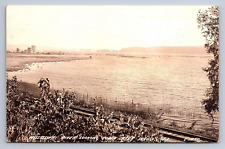 Postcard Real Photo RPPC View Mississippi River & Train Tracks Near Potosi WI picture