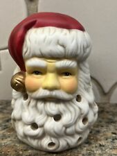 Christmas Candle Holder AGC Vintage Ceramic Santa Claus Head 4