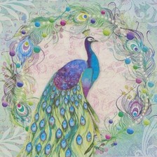 TWO Individual Napkins Peacock Birds Lunch for Decoupage (1096) picture