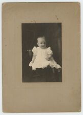 Antique c1900s 5.13x7.13 Cabinet Card Adorable Baby in White Dress Saginaw, MI picture