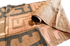 NEW Vintage African Kuba Dance Skirt Raffia Textile Long Cloth 144x22 Applique 6 picture