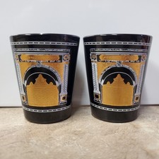 Paramount Pictures Gate Logo Shot Glasses. (2-PACK) 1995. Black and Gold. Rare picture