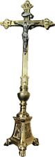 Catholic Standing Crucifix for Altar, Tabletop Gold Crucifix Cross Inspira... picture
