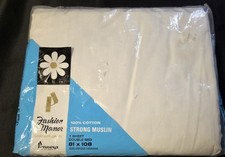 VTG Penneys Fashion Manor White Double Flat Sheet 100% Cotton Muslin NOS picture