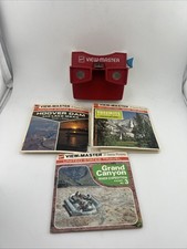 Vintage GAF View-Master Viewer Red and White with Picture Reels READ picture