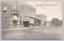 Vintage 1908 Postcard Rushville Illinois North Side Square Purcell & Davis Cloth picture