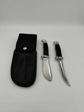 RARE VINTAGE BUCK KNIFE DOUBLE SET 115 WITH SHEATH KNIVES 103 &118 SPORTSMAN SET picture