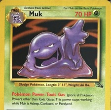 NM/LP+ 1999 WOTC Old Vintage Pokémon Fossil Muk 28/62 English Stage 1 Card picture