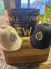 Vintage 2 X New Zealand Police Helmets And Metal Storage Box picture