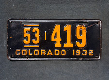 1932 GRAND County COLORADO License Plate picture