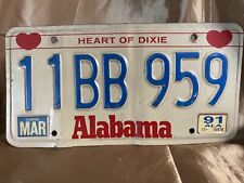 Vintage 1991 Alabama License Plate 1 1BB 959 picture