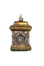 Vintage Blown Glass Clock Grandfather Christmas Tree Ornament Bombay Co 5” picture