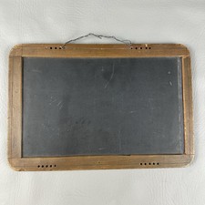 Vintage Childs School House Slate Chalkboard Writing Wood Frame Double READ picture