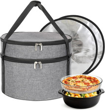 Insulated Casserole Carrier for Hot or Cold Food, round Pie Carrier with Metal picture