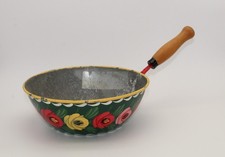 Vintage Hand Painted Floral Toleware Pan Folk Art Metal Bowl  Cottagecore picture