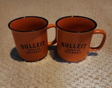 NEW BULLEIT BOURBON WHISKEY 8oz CERAMIC ORANGE MUG CUPS (SET OF 2) picture