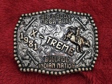 INDIAN BULLRIDE☆1981☆ RODEO X~TREME CHAMPION☆BIG DADDY☆TROPHY BUCKLE☆Rare☆26 picture