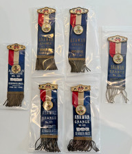 Lot of 6 Antique 1898 Patrons of Husbandry Grange Ribbons Rehoboth Mass PH picture