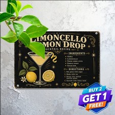 Citrus Cocktail Bar Metal Sign Vintage Limoncello Pub Wall Tin Plaque 8x12 picture