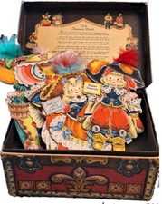 VINTAGE 1947 Original Treasure Chest Of 7 Hallmark  Feathed Storybook Dolls  picture