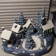 Vintage 1980s Scioto Ceramics Christmas Village Set ~ Lights **READ** picture