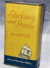 Vintage Stickney and Poors ALLSPICE 2 oz FULL spice tin nice Boston Tall Ship picture