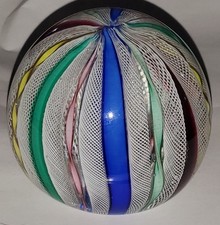 Vintage Fratelli Toso Murano Latticino Glass Paperweight Large Sphere EVC picture