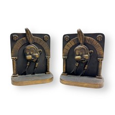 Vintage Stanford Univ Mascot Bookends Heavy Cast Metal Pair, c 1920s-30s picture