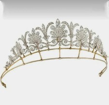 Late Victorian Rose Cut 10.4ct Diamond 10K Yellow Gold Over Wedding Tiaras/Crown picture