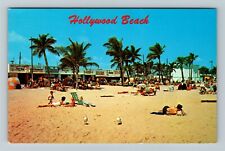 Hollywood FL-Florida, Beach & Boardwalk View Vintage Souvenir Postcard picture