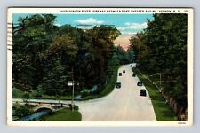 Vernon NY-New York, Hutchinson River Parkway, Automobiles Vintage c1933 Postcard picture