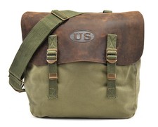 U.S. WW2  M1936 Musette Bag with Shoulder strap and Leather Flap Dark OD marked picture