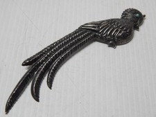 XLARGE XFINE QLTY VINTAGE SOUTHWESTERN / MEXICAN STERLING SILVER TURQUOISE PIN picture