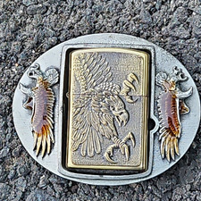 Vintage**Official**Zippo Belt Buckle & Eagle Embossed Lighter*NEW** picture