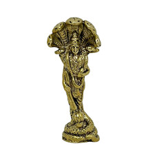 Lord Vishnu 5 Headed Naga Serpent Mini Brass Statue Hindu God Figurine Decor #2 picture