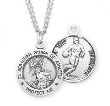 Saint Sebastian Round Sterling Silver Basketball Male Athlete Medal 1.0in x0.8in picture