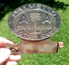 Vintage AA Palmetto Motor Club South Carolina Grille Badge License Plate Topper picture
