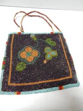 ANTIQUE 1920-30s YAKIMA PLATEAU INDIAN FULLY BEADED BOTH SIDES POUCH picture