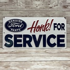 Ford Metal Sign Honk For Service 12x6 Vintage Look Garage Mancave Barn picture