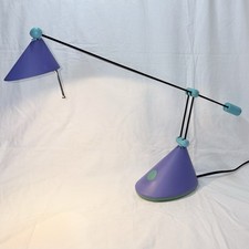 Vtg Early 90s Postmodern Memphis Style Desk Lamp Rare Blue & Turquoise Halogen picture