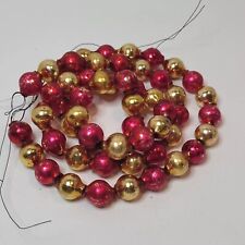 Vtg Red & Gold Mercury Glass Bead Garlands (2) Large Size Beads Both 28