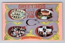 Sheboygan WI-Wisconsin, General Greetings Of Four C's, Antique Vintage Postcard picture