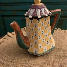 VINTAGE BELLA CASA TEAPOT BY GANZ COLORFUL HAND PAINTED WHIMSICAL TEA POT 8