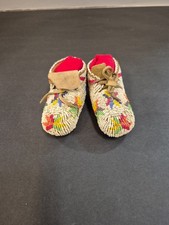 Antique Fully Beaded Native American Baby Moccasins picture