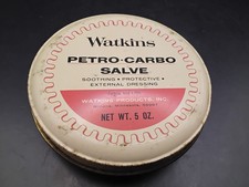 (MM) Vintage Watkins Petro-Carbo Salve Tin 5 oz 75% Full picture