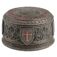 Antique-Knights Templar Rare Vintage  Seal Trinket Bronze Medieval Crusader Box picture