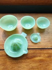 5 Piece Jadeite Mosser/Barnes Glass Bowls/Reamers picture