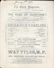 1870 Gaiety, London Program UNCLE DICK'S DARLING & WAT TYLER picture